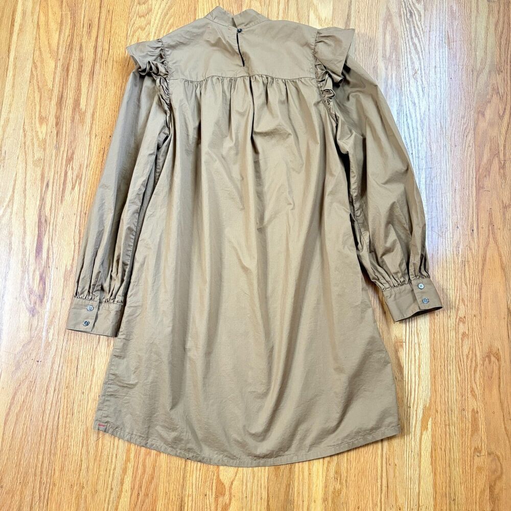 XIRENA Khaki Gold Nyla Mini Ruffle Dress Womens Size Medium - Picture 3 of 8